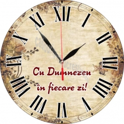 Ceas rotund vintage 20cm - Cu Dumnezeu in fiecare zi!